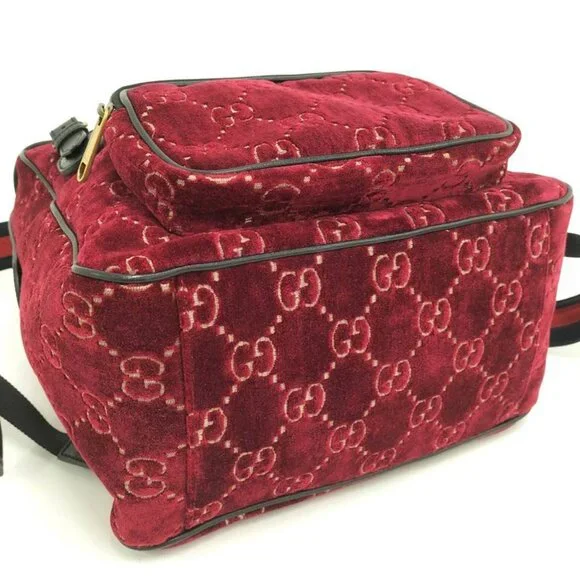 Gucci Backpack GG Velvet Velor Red - Picture 4 of 10